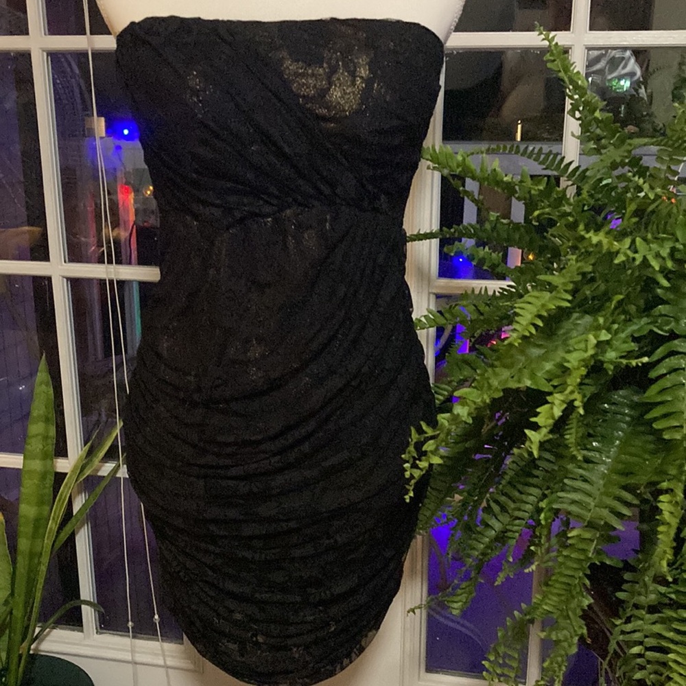 New Jump Girl Black Lace Strapless Dress   Size 7/8